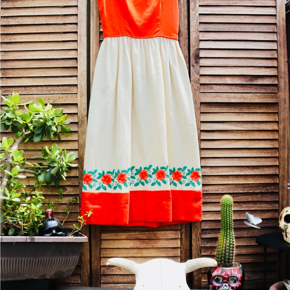 Orange and Cream Floral Dress